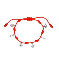 Red thread bracelet seven knots rhodium-plated protection