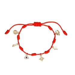 Bracelet fil rouge sept noeuds plaqué protection