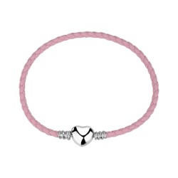 At Your Side pink braided bracelet with heart closure 20 cm