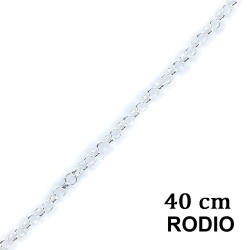 2mm 40cm Rhodium Plated Silver Rolo Chain