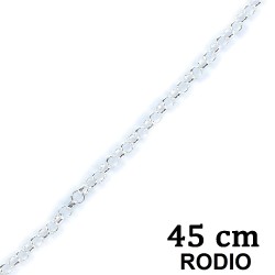 2mm 45cm Rhodium Plated Silver Rolo Chain