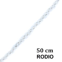 2mm 50cm Rhodium Plated Silver Rolo Chain