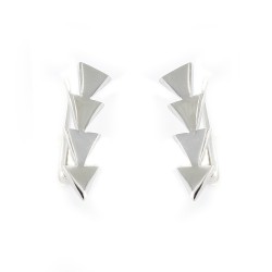 Triangles Smooth Rhodium Plated Silver Climber Trend Earring