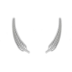 Smooth Silver Leaf Trend Climber Earring