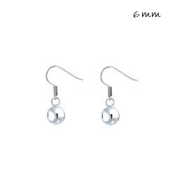 Smooth Silver 6mm Ball Earring With Hippie Clasp