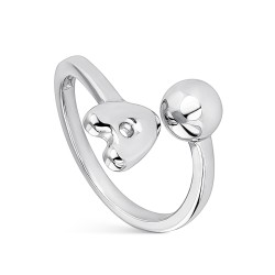 8mm Initial A Cross Rhodium Plated Silver Ring with 6mm Ball