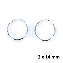 Silver 2 X 14mm Wire Hoop Earring