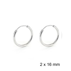 Silver hoop earring thread 2 x 16 mm