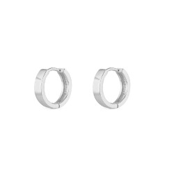 Rhodium Plated Silver Hoop Earrings 10 X 1.5 Mm