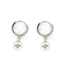 Rhodium Plated Silver 10mm Hoop Earring With 6mm Ball...
