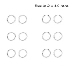 Rhodium Plated Silver Earring Hoop Thread 2 X 10 Mm Pack...