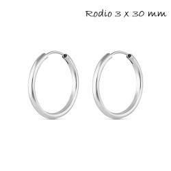 Rhodium Plated Silver Earring Hoop Thread 3 X 30 Mm