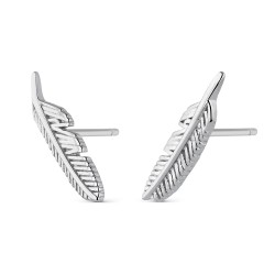 Climber trend earring in rhodium silver feather with...