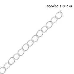 Rhodium Plated Silver Chain Oval Roll 60 Plus 5 Cm