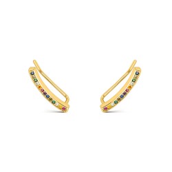 Silver plated climber trend earring with colored zircons...