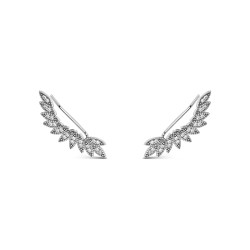 Climber trend earring in rhodium silver with zirconia leaves