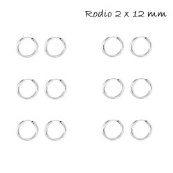 Silver Wire Hoop Earring 2 X 12 Mm Pack Of 6 Pairs