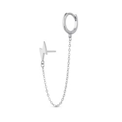 Ear cuff in rhodium-plated silver lightning bolt and 8 mm...