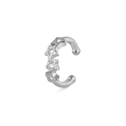 Ear Cuff in rhodium-plated silver with 10 mm zirconia stars