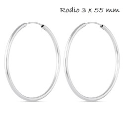 Rhodium Plated Silver Earring Wire Hoop 3 X 55 Mm