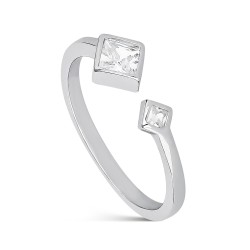 Ring Top Trend zirconia rhodium-plated fine open diamonds