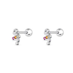 5mm multicolor snake rhodium plated silver piercing