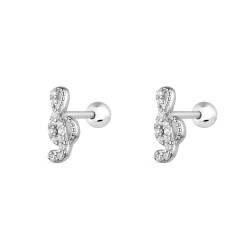 Rhodium-plated silver treble clef piercing with 5 mm...