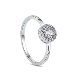 Rosette zirconia solitaire ring with claws
