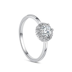 Rosette zirconia solitaire ring with claws