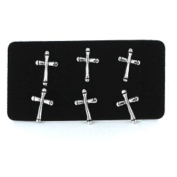 Smooth Silver Earring Round Cross 11 Mm Pack Of 3 Pairs