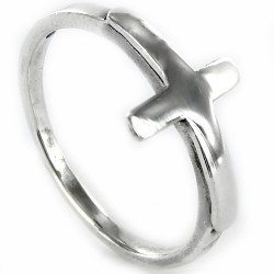 Silver finite alliance ring with horizontal cross in the...