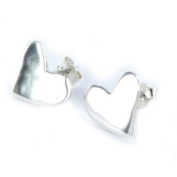 Silver Love 12mm Irregular Heart Earring With Post Back