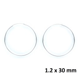 Silver Earring Hoop Thread 1.2 X 30 Mm