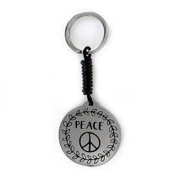 Peace Round Steel Happy Keychain