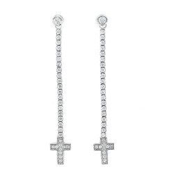 55mm Riviere Zirconia Earring With Cross And