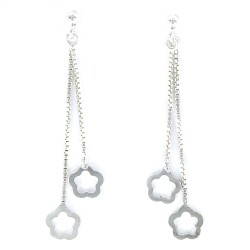 Silver Earring Ball Chains In Two Lengths And Silhouetted...