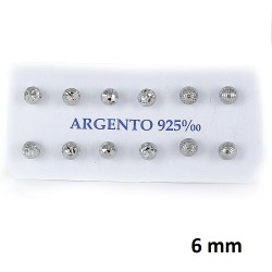Silver Earring 6 Mm Balls Pack Of 6 Pairs Pressure Closure