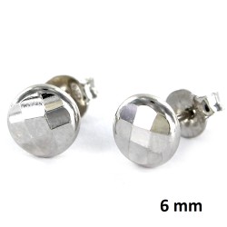 6mm Faceted Crushed Ball Silver Earring Post Back