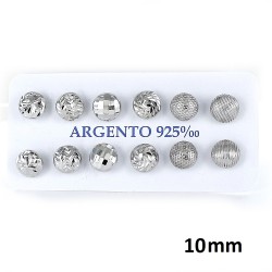 Silver Earring Crushed Balls Of 10 Mm Pack Of 6 Pairs...