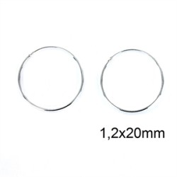 Silver Earring Hoop Thread 1.2 X 20 Mm