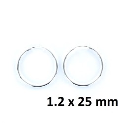 Silver Earring Hoop Thread 1.2 X 25 Mm