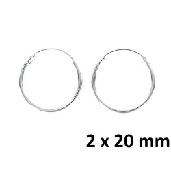 Silver Hoop Earring Thread 2 X 20 Mm