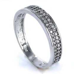 Micro Pavé Zirconia Ring Half Alliance Two Rows With Bevel