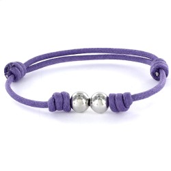 2mm Colored Waxed Cord Bracelet With Two 8mm Purple...