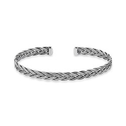 6 mm rigid open herringbone silver men's bracelet