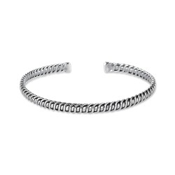 5mm Curly Open Rigid Silver Men's Bracelet
