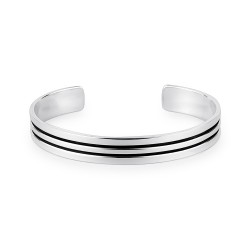 10 mm flat open rigid silver men's bracelet