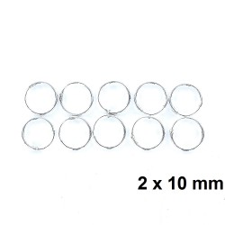 Silver Earring Thread Hoop 2 X 10 Mm Pack 5 Pairs
