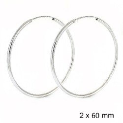 Silver Hoop Earring Thread 2 X 60mm