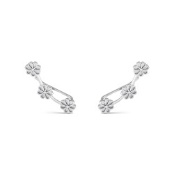 Daisy rhodium plated silver climber trend earring